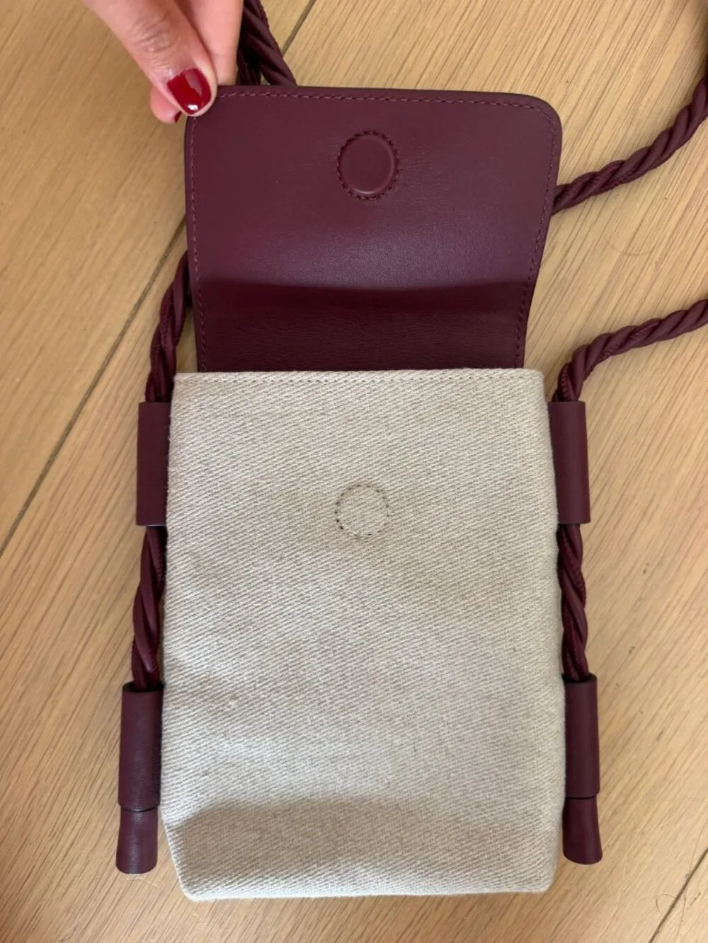 Chloe Key Phone Pouch Crossbody - Ivory/Burgundy